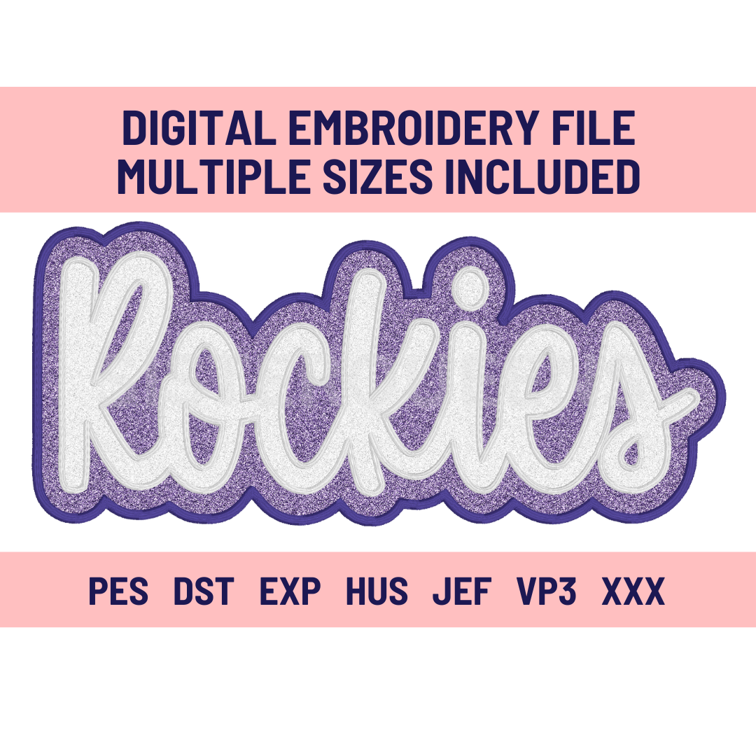 ROCKIES-Digital Embroidery Applique file-Double Stacked for use with HTV