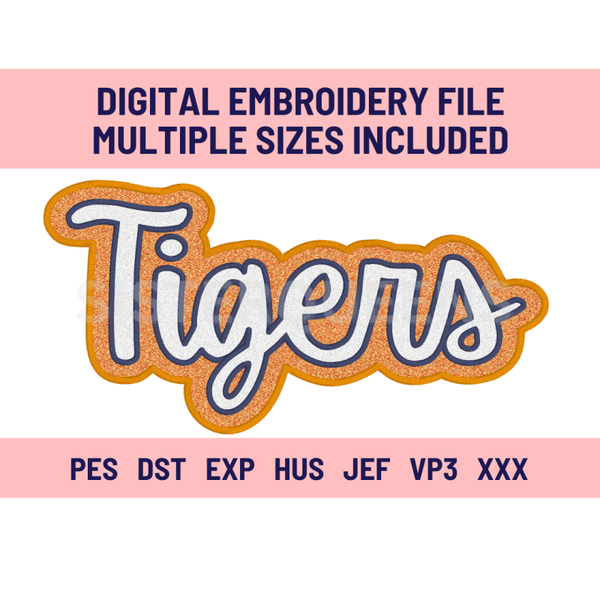 TIGERS3-Digital Embroidery Applique file-Double Stacked for use with HTV