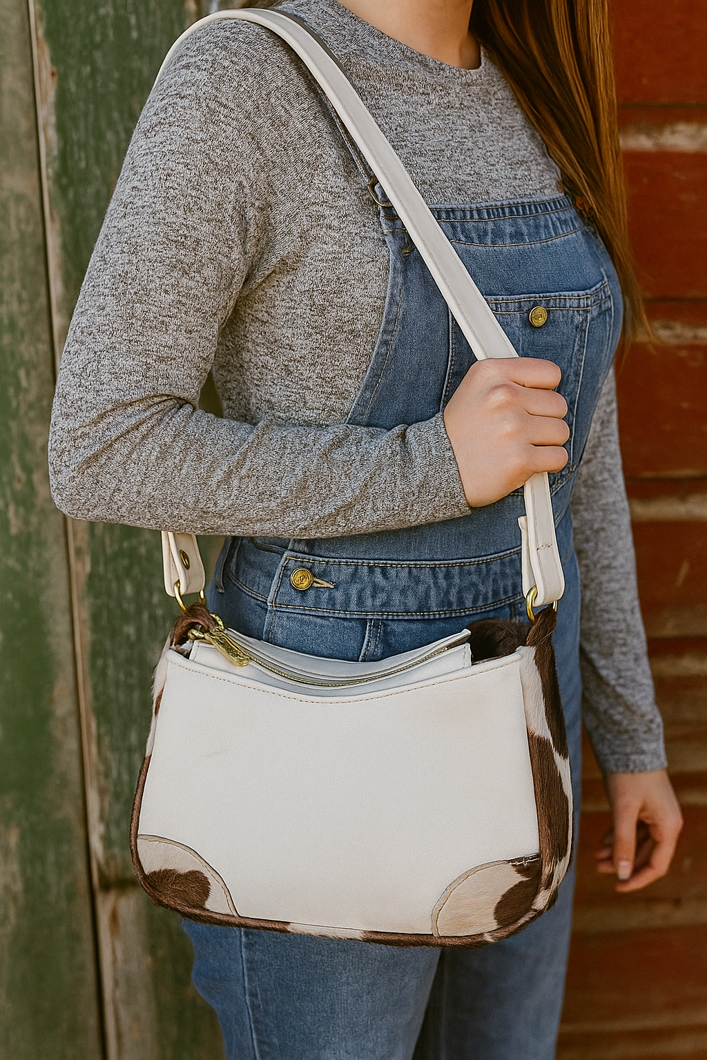 Off white and faux cowhide