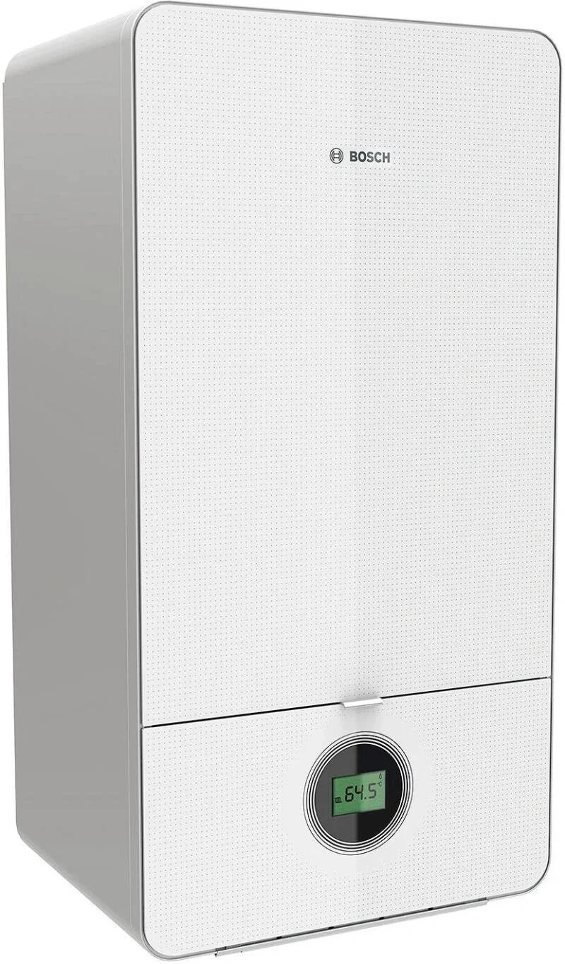 Moderne witte Bosch verwarmingsketel met digitaal display 