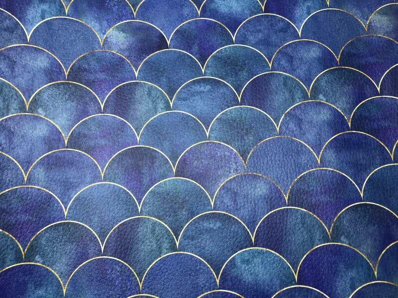 Gouden boogjes op blauw