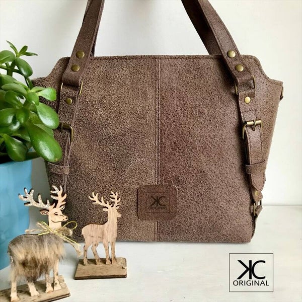 Crossbody tas geschuurd leer