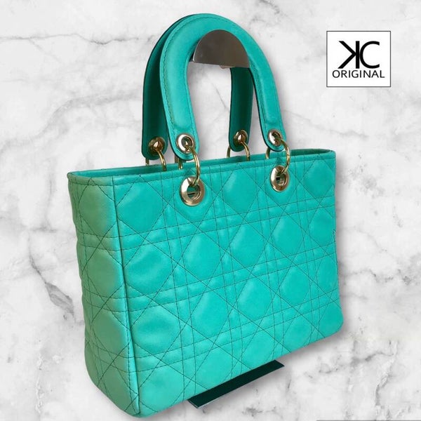 Handtas designer zeegroen leer