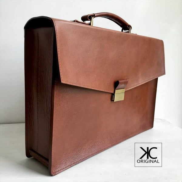 Laptoptas Business bruin leer