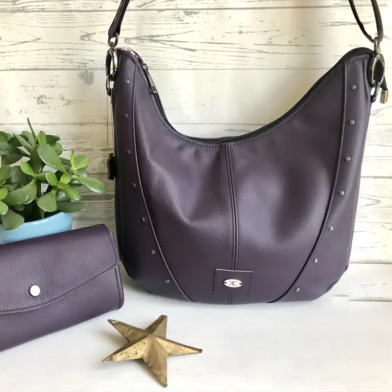 Hobotas met bijpassende portemonnee, paarse schoudertas met portemonnee, auberginekleurige Hobostijl crossbody met portemonnee