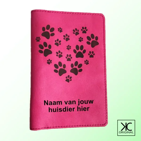 Gepersonaliseerd dieren paspoort hoesje Hartjes - leer
