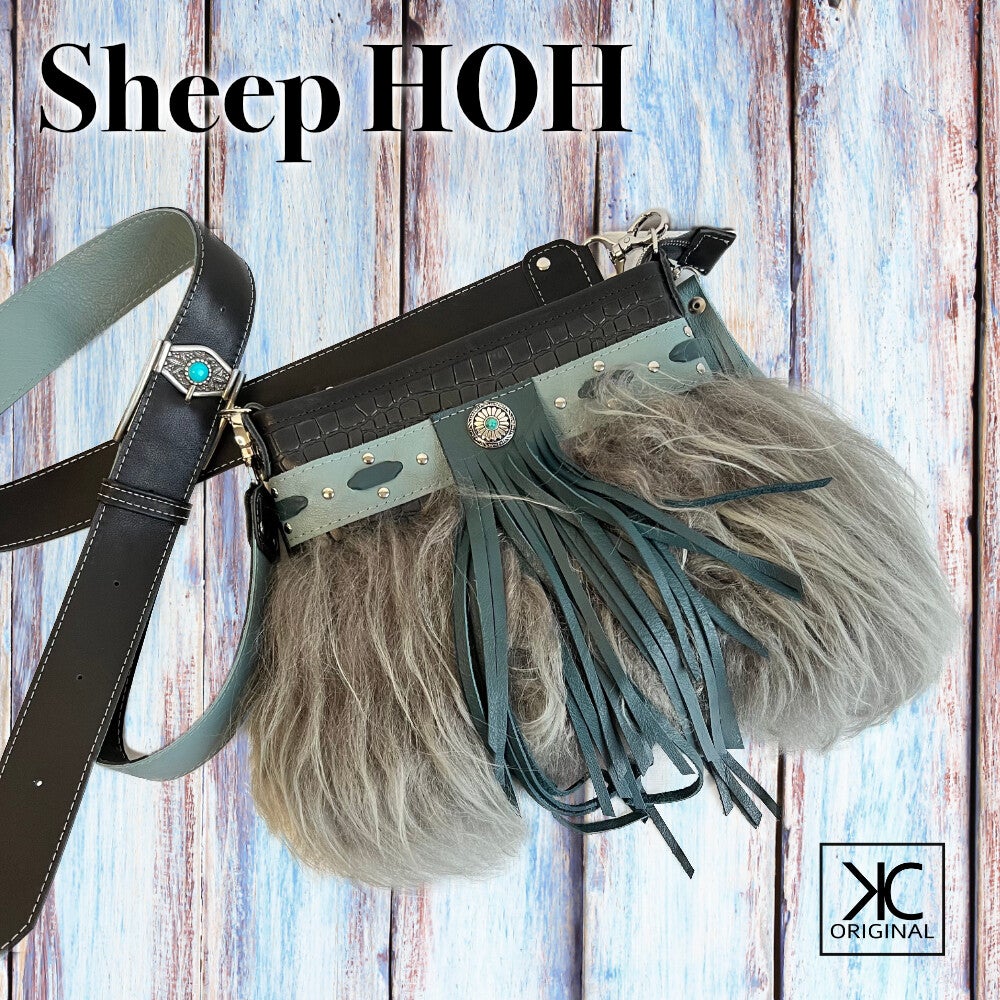 Western Belle bag, tas in Western Stijl, schoudertas met schaapsvacht, crossbody western style  met verstelbare schouderband