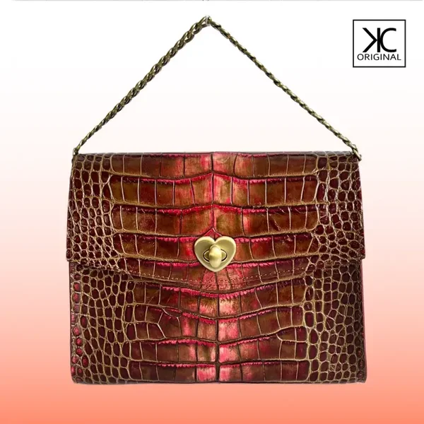 Schoudertas Croc bruinrood