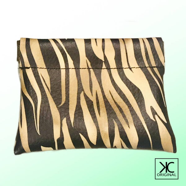 Knijp portemonneetje Zebra zwart/goud - kunstleer