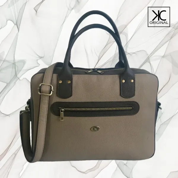 Laptoptas Luxy taupe leer