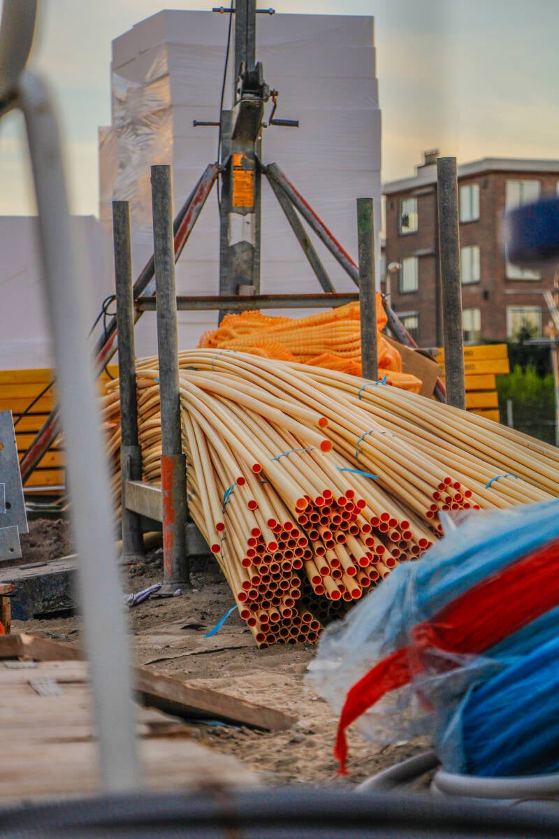 opslag van bouwmaterialen.