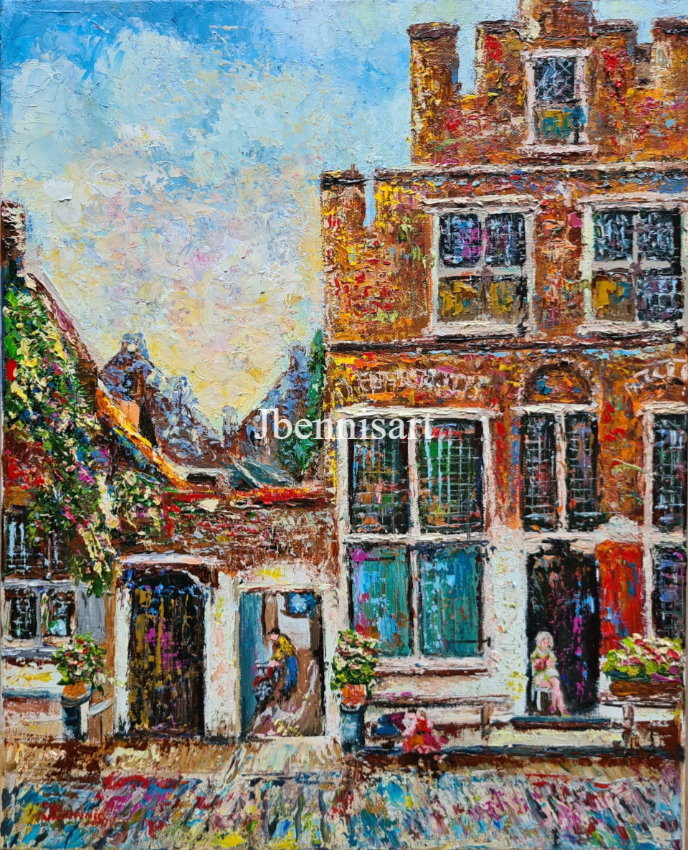 Schilderij Straatje Vermeer
