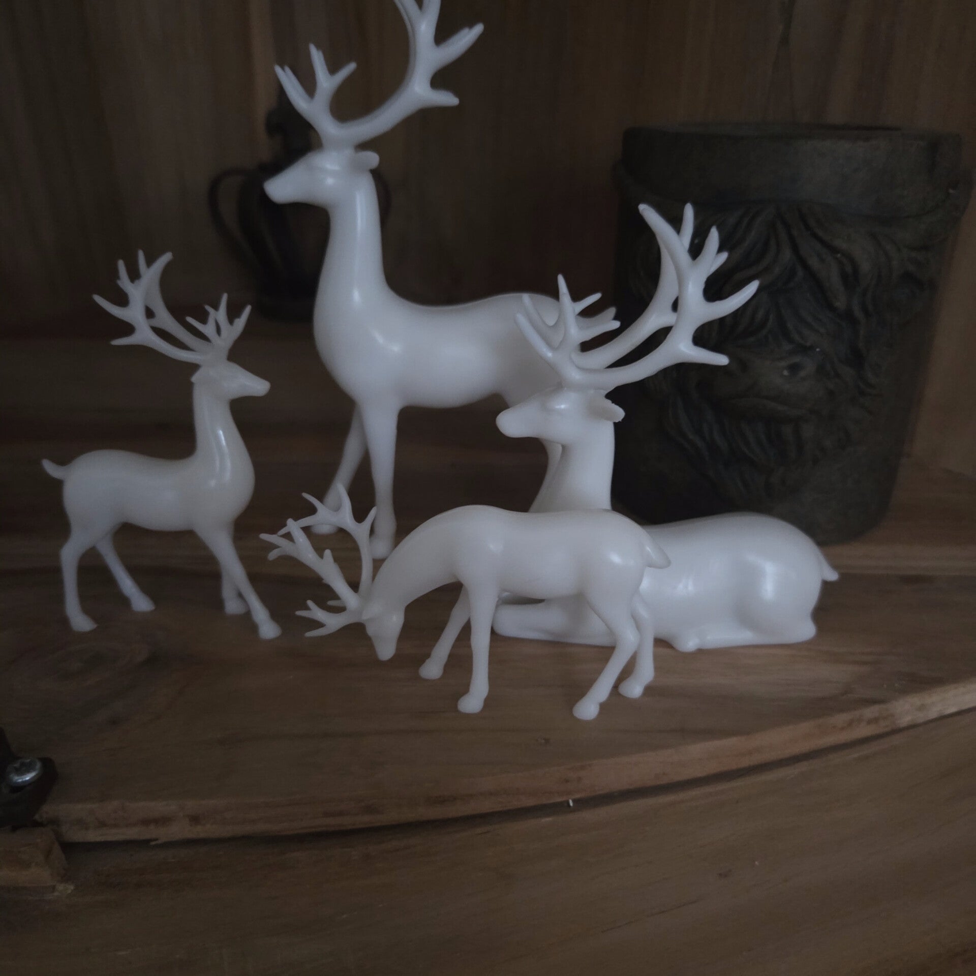 A5et deco setje witte hertjes kunststof maison 4 stuks 5 8 12 15cm
