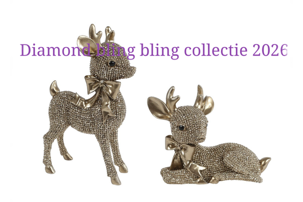 Bling bling hertjes setje 1 staand en 1 liggend ongeveer 15cm groot