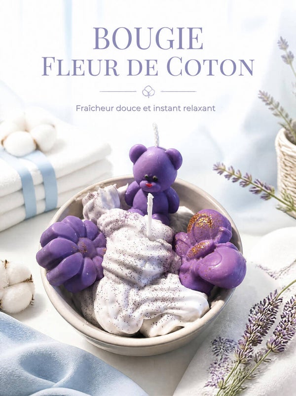 BOUGIE OURSON FLEUR DE COTON