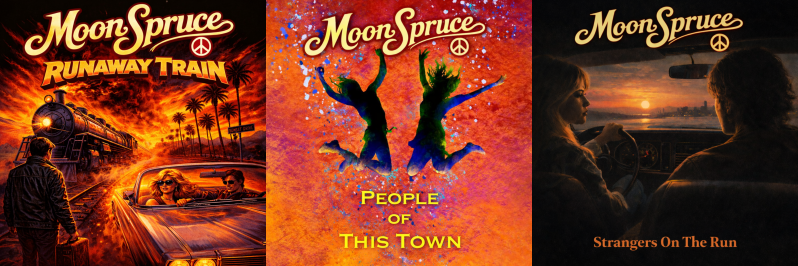 Record cover art of the 3 most popular songs from last month