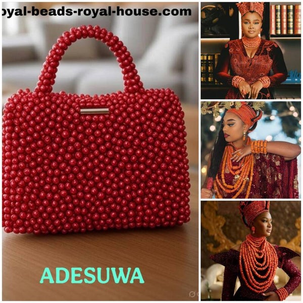 ADESUWA FULL PRINCESS , Royal bracelets & colliers ➕️ a free exotic bag 😍 - multiple beaded colliers multiple bracelets - multiple waist beads - multiple anklets beads....=$6500,55