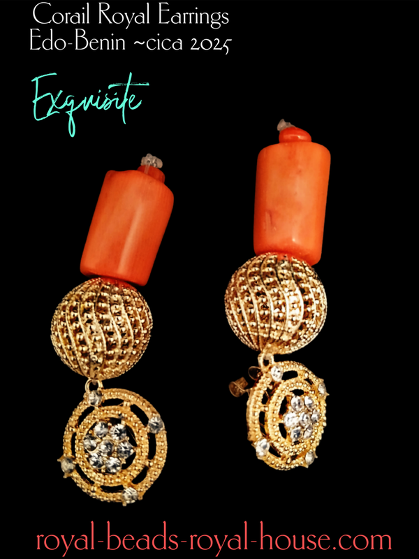 Corail Royal Earrings Edo-Benin ~ cica 2025🔥❤️  Intricately Exquisite = €180,00
