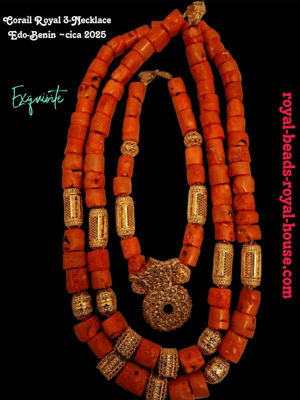 Corail Royal 3-in-1 Necklace  Edo-Benin ~ cica 2025🔥❤️  Intricately Exquisite = 350,00
