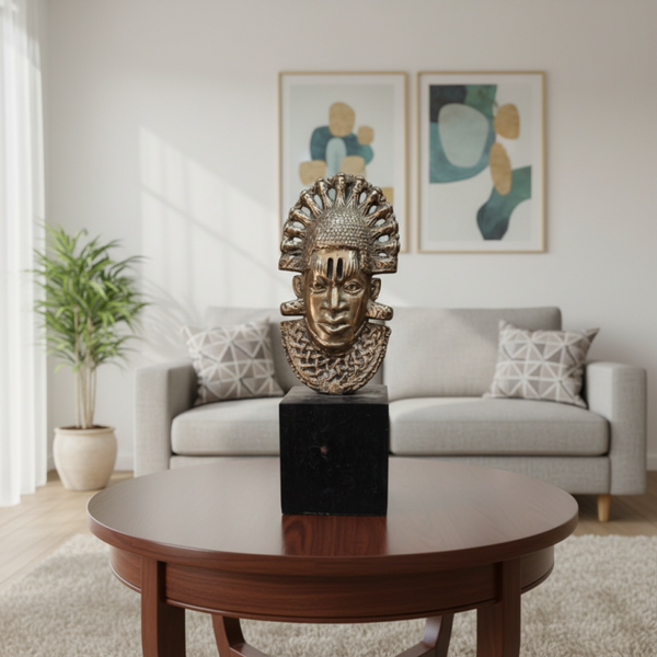 Small Queen Idia Bronze Mask, Unique Masterpiece Pure Artistry, Collector & Decorative = $ 1500