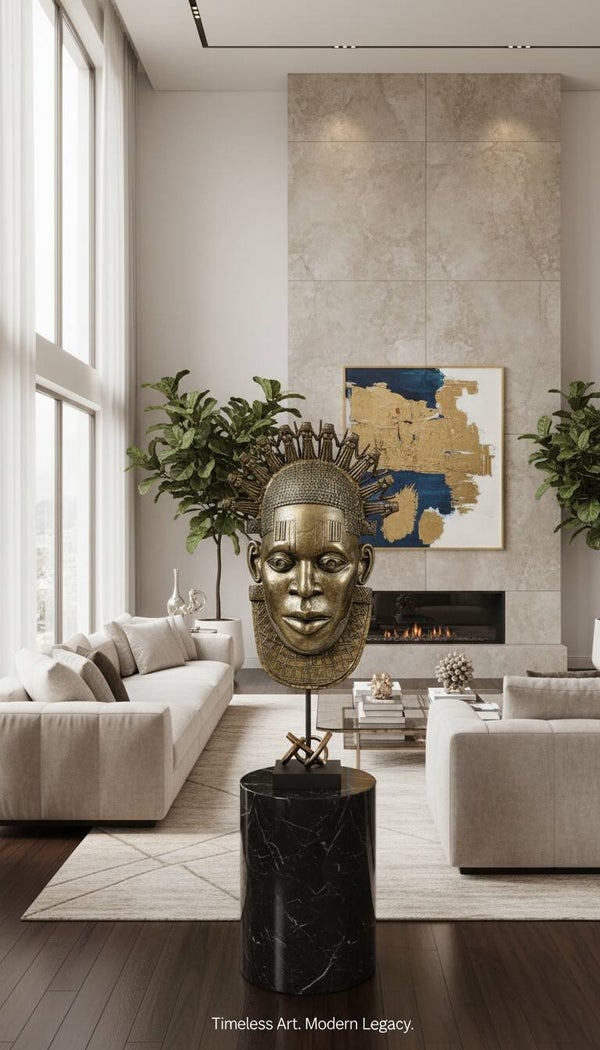Medium Queen Idia Bronze Mask, Unique Masterpiece Pure Artistry, Collector & Decorative = $ 3000