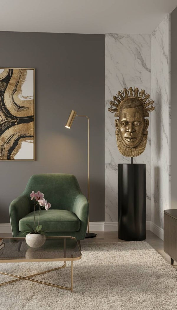 Large QUEEN Idia Bronze Mask, Unique Masterpiece Pure Artistry, Collector & Decorative = $ 5000