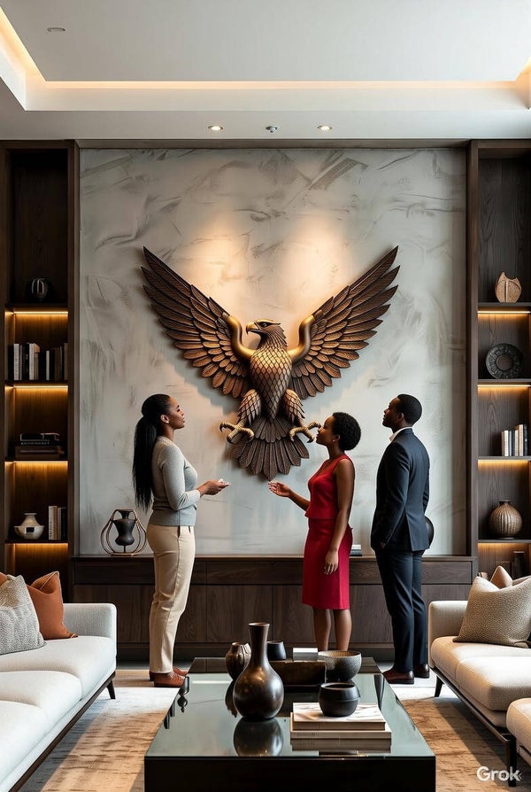 CATALOGUE large EAGLE BRONZE- WOOD PLAQUE, we live for ART limited edition = €5000