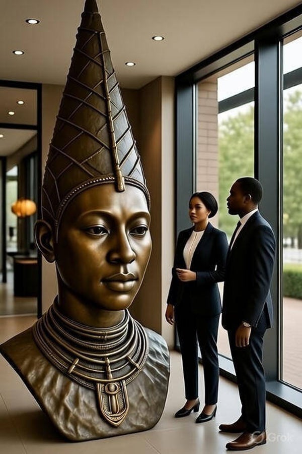 XXL QUEEN Idia Bronze Bust, Unique Masterpiece Pure Artistry, Collector & Decorative = $ 100 000
