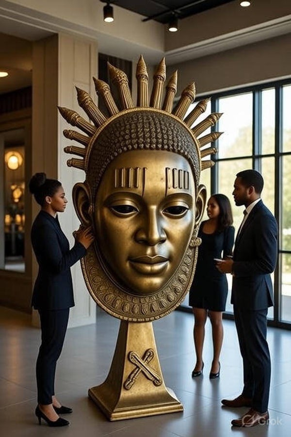 Extra-Large QUEEN Idia Bronze Mask, Unique Masterpiece Pure Artistry, Collector & Decorative = $ 10000