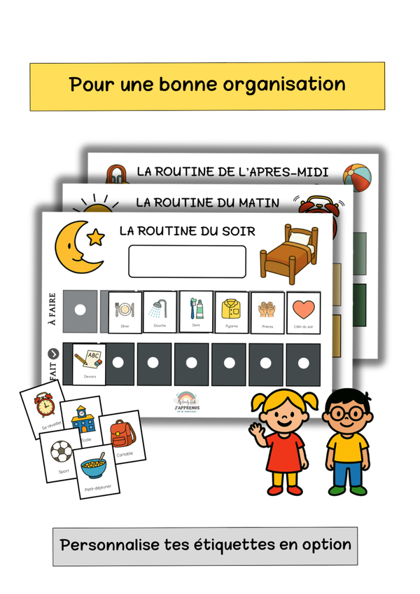 Etiquettes supplémentaires -  Routine pour enfant 3 moments clés de la journée