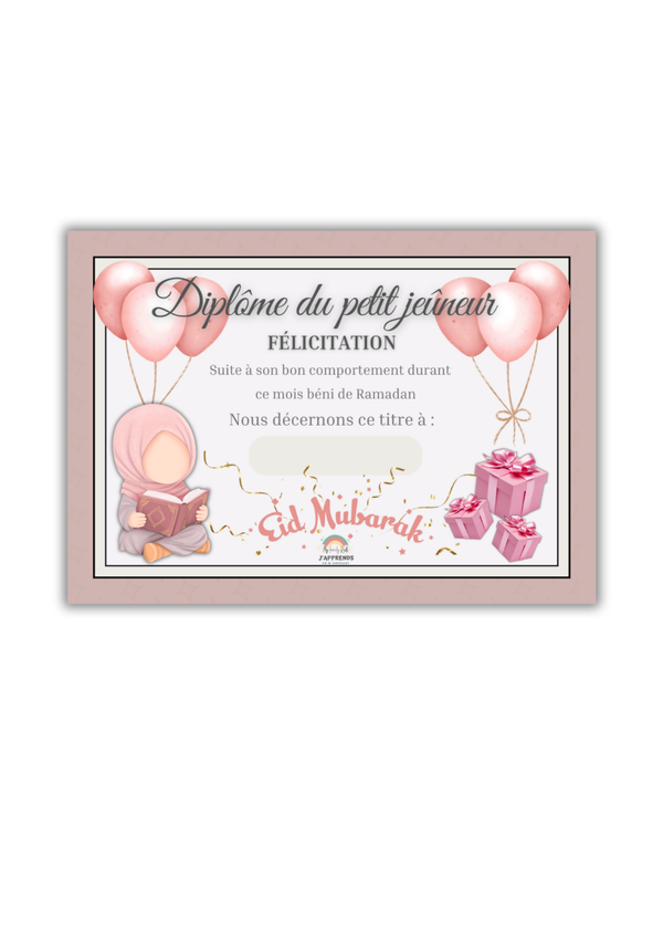 PDF Diplôme du bon comportement du petit Jeûneur