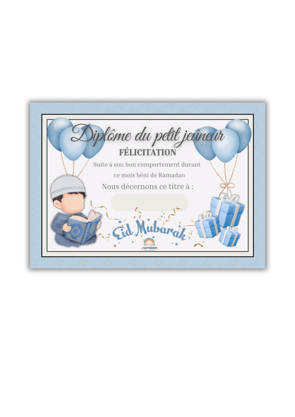 PDF Diplôme du bon comportement du petit Jeûneur