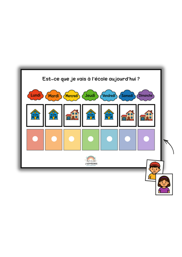 PDF Support « Maison / École » – Repère hebdomadaire pour enfants 2 lignes