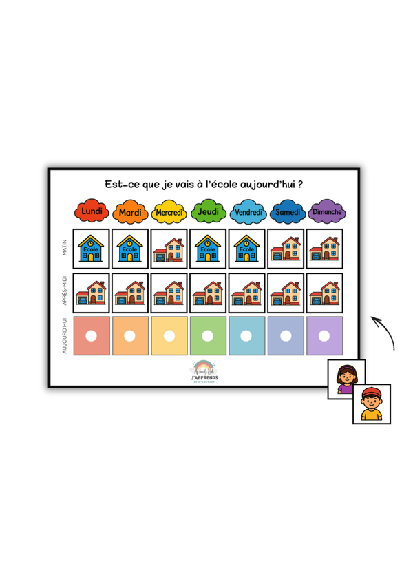 PDF Support « Maison / École » – Repère hebdomadaire pour enfants 3 lignes