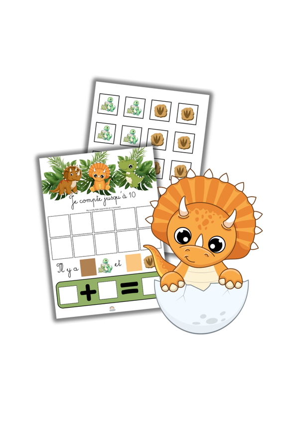 Apprendre à compter jusqu'à 10 devient un jeu d’enfant ! Dinosaure