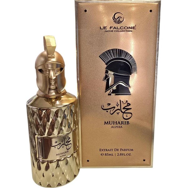 MUHARIB ALPHA — LE FALCONE | PERFUME MASCULINO · ESPECIADO, AVAINILLADO Y TABACADO · EXTRACTO DE PERFUME · 85 ML