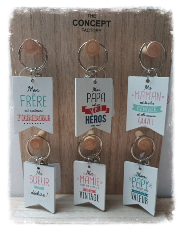 Porte-clés bois Famille