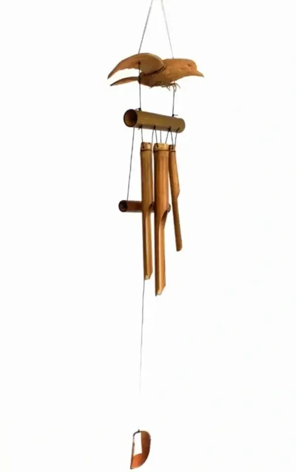 Carillon à vent bambou et noix de coco 1 mètre - Merle