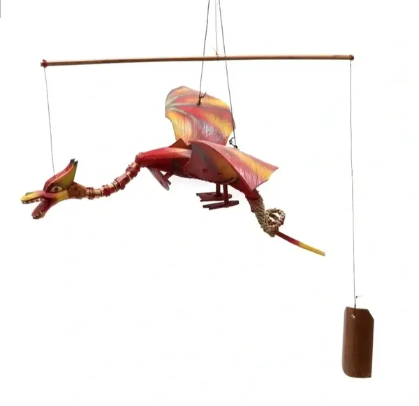 Mobile Dragon en bois de cocotier - Rouge