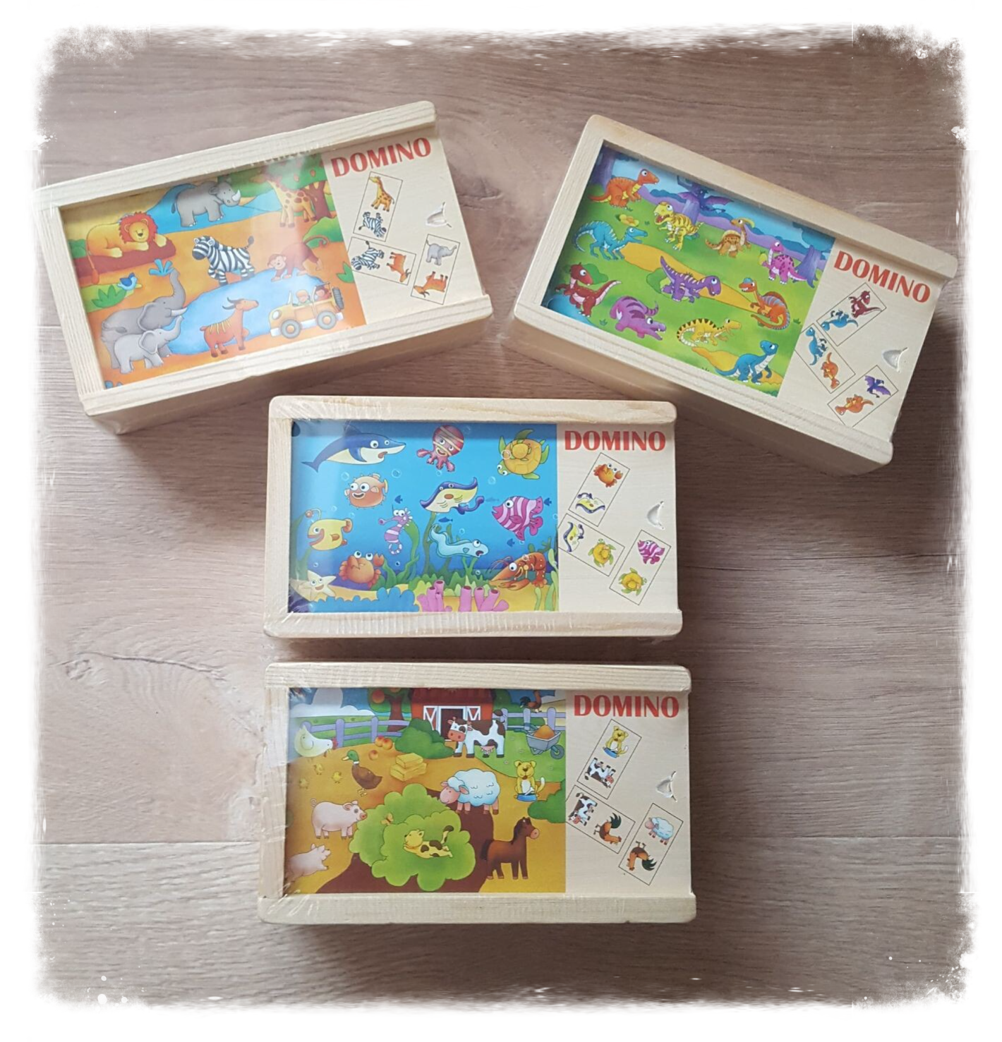 Jeu dominos bois animaux