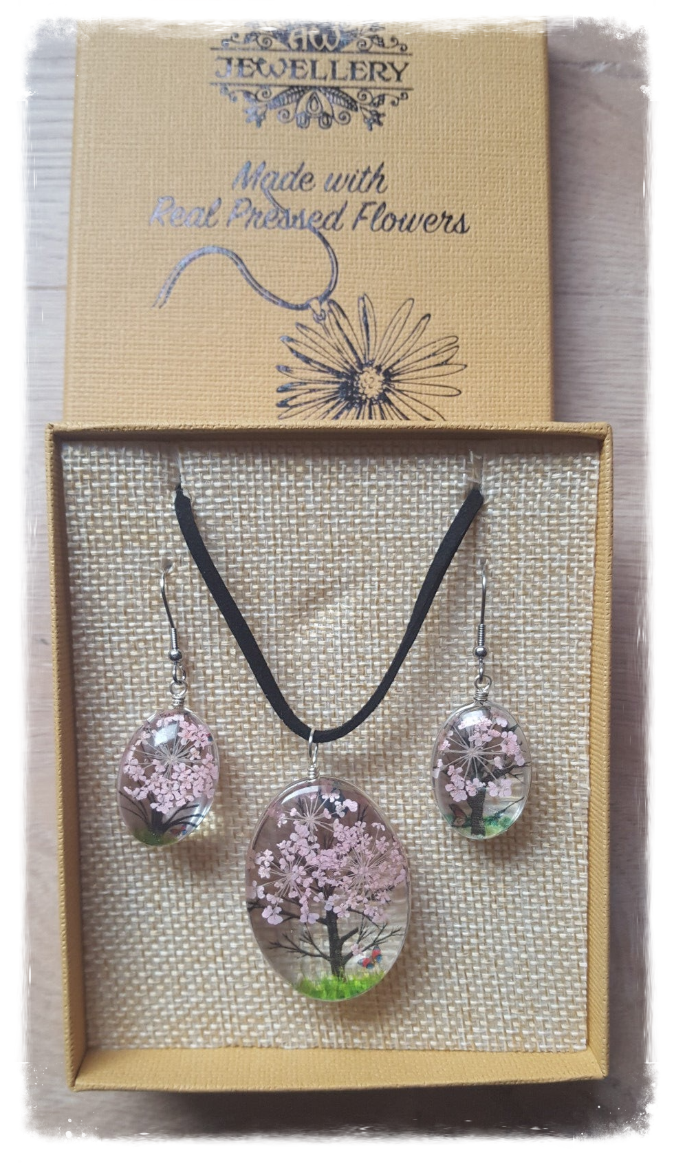 Bijoux Fleurs Pressées - Arbre de la vie - Rose