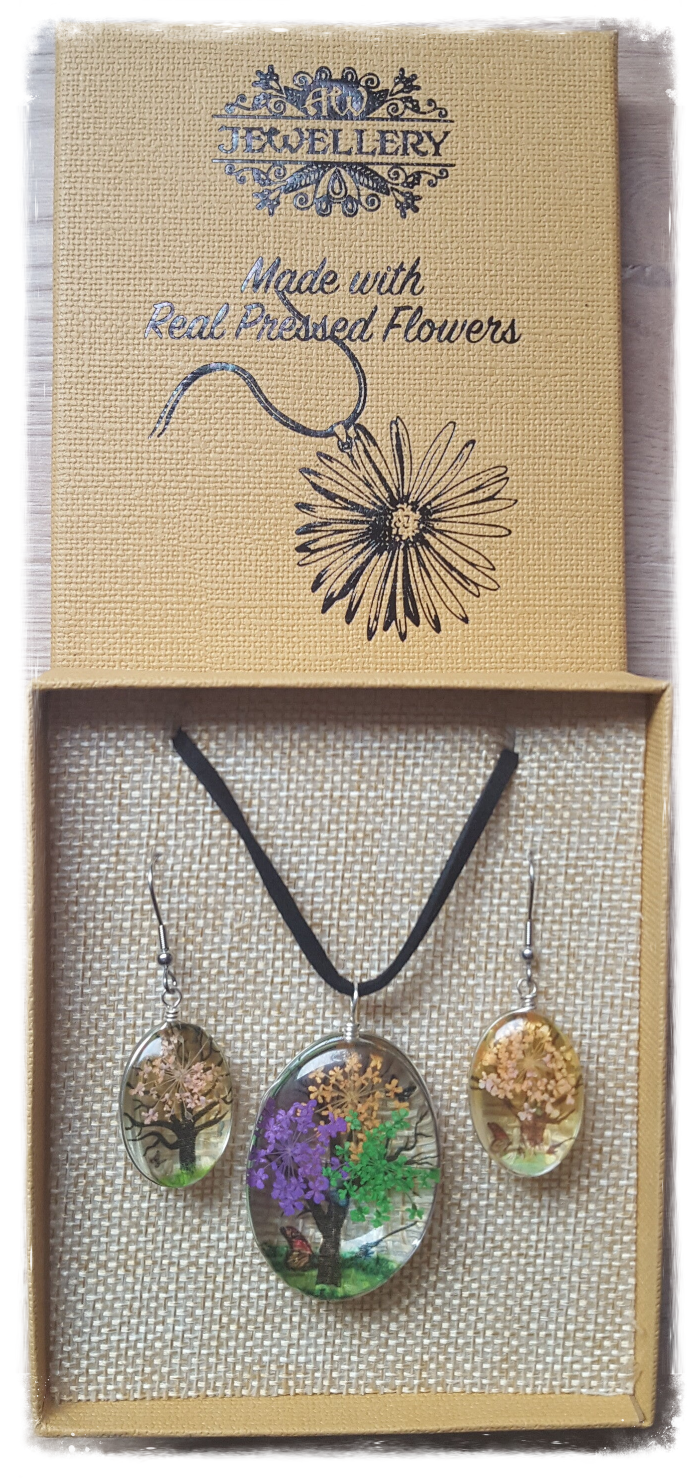 Bijoux Fleurs Pressées - Arbre de la vie - 3 couleurs