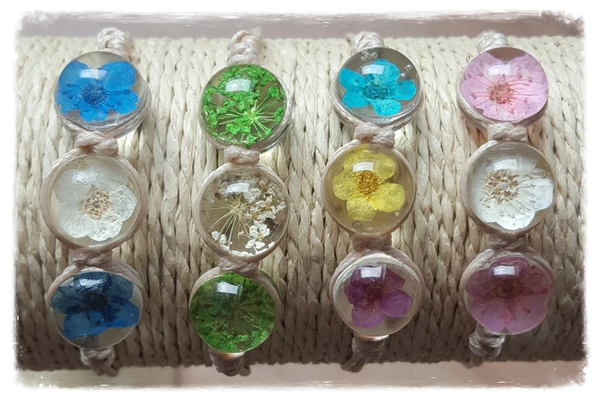 Bracelet 3 fleurs pressées
