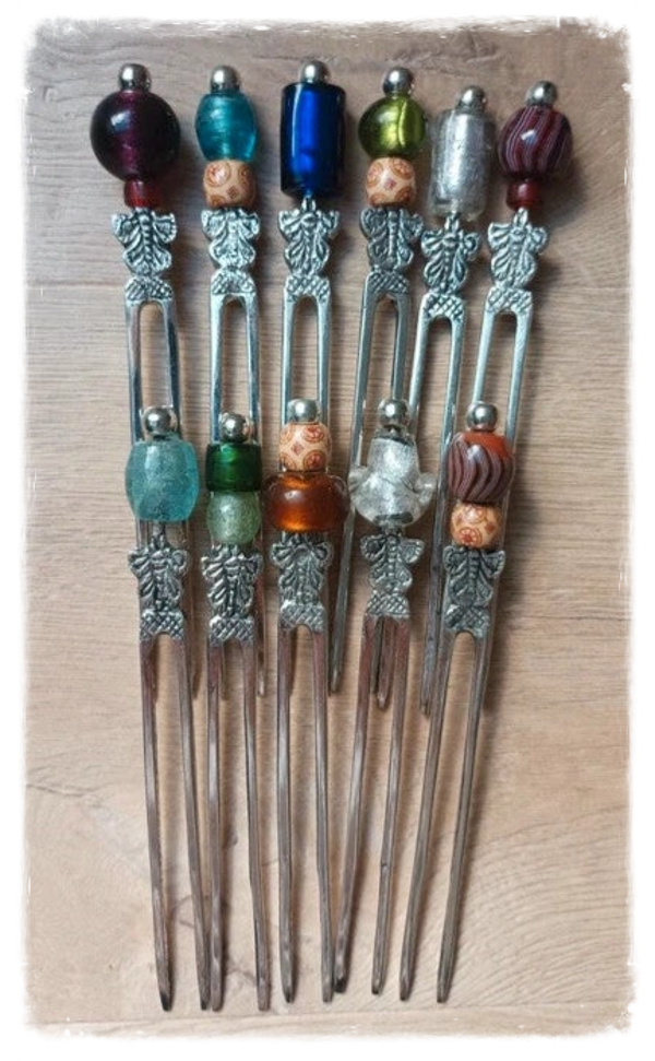 Pique à cheveux double métal et verre