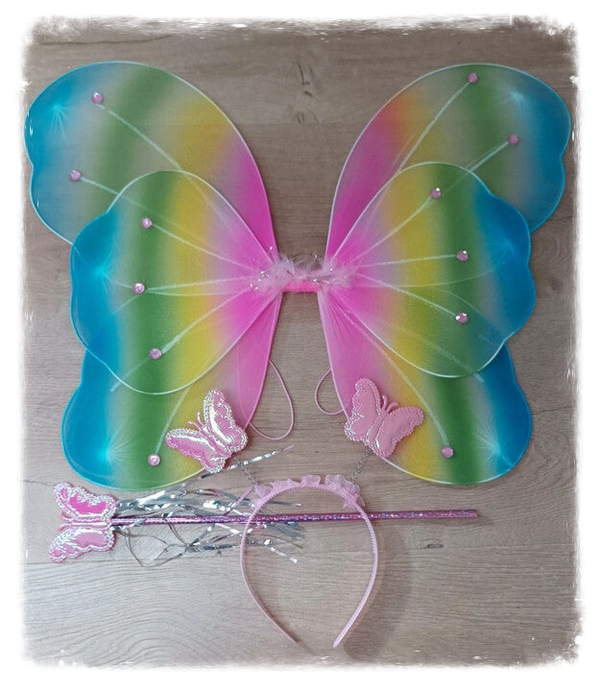 Ailes de fée avec baguette et serre-tête