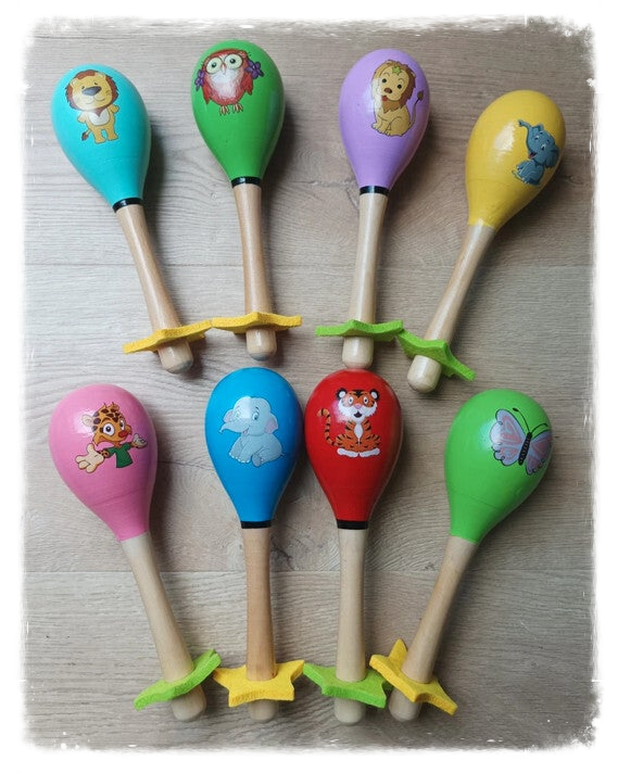 Maracas En Bois Pour Enfants - 25 Cm, Paire De Jouets Musicaux Éducatifs Durable - 9