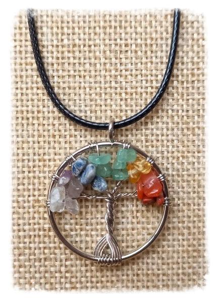 Pendentif Arbre de Vie en gemme - 7 Chakras