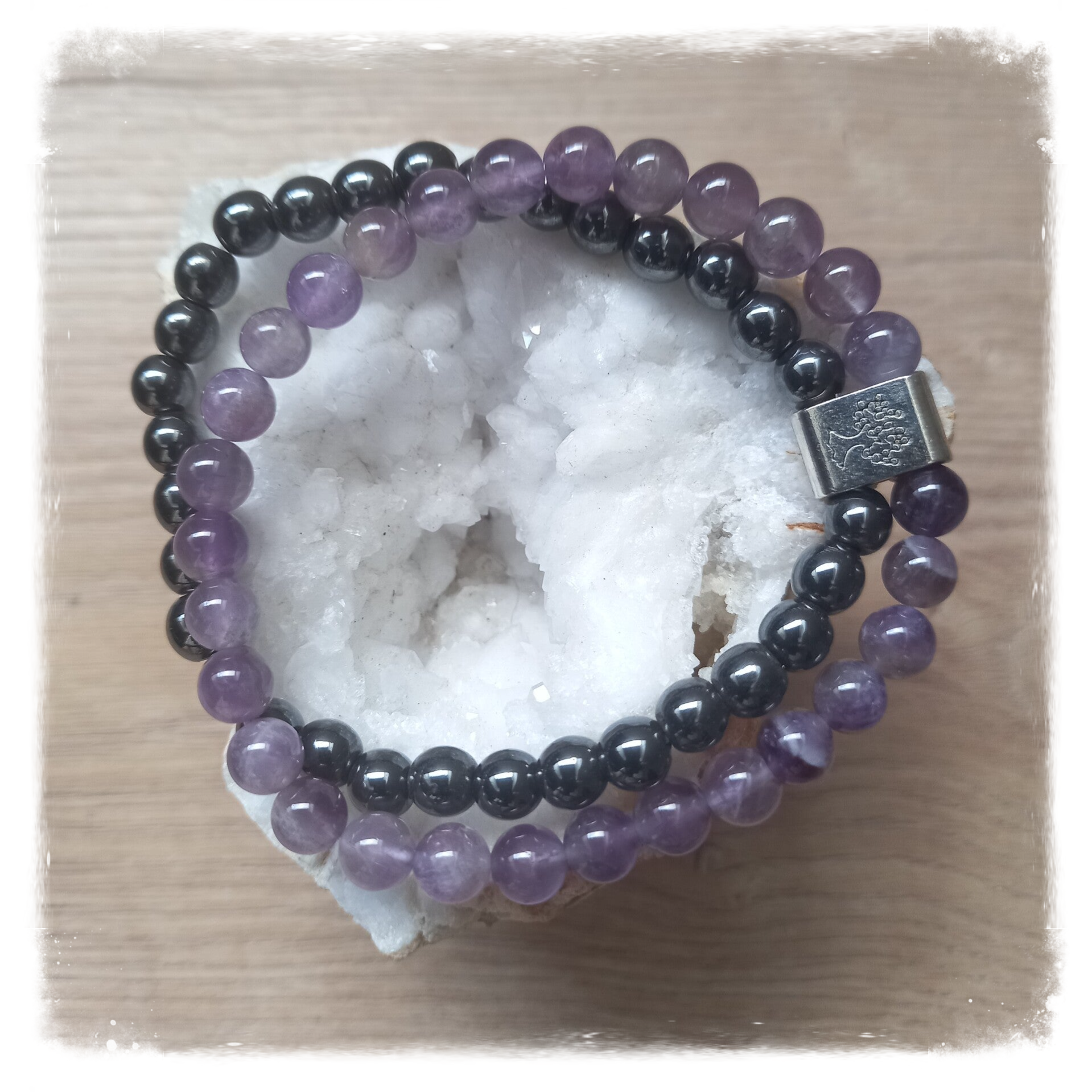 Bracelet magnétique pierres naturelles - Améthyste & Hématite