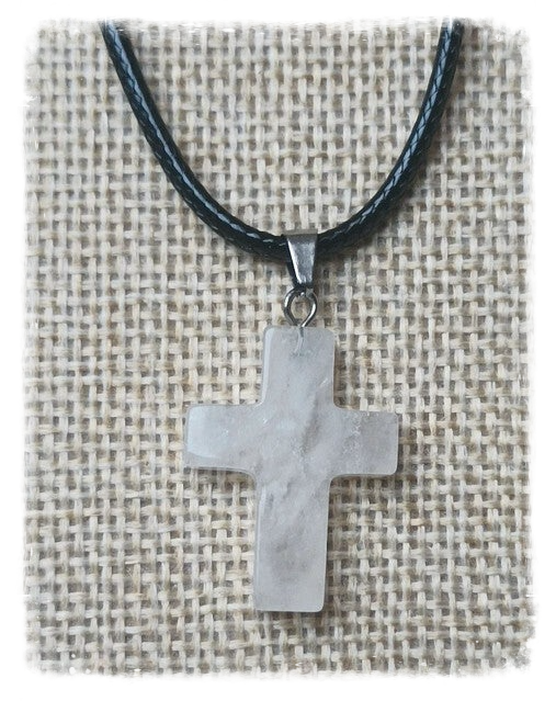 Pendentif croix pierre précieuse - Cristal de roche
