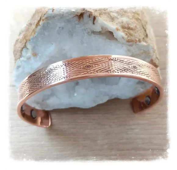 Bracelet masculin cuivre massif avec aimants